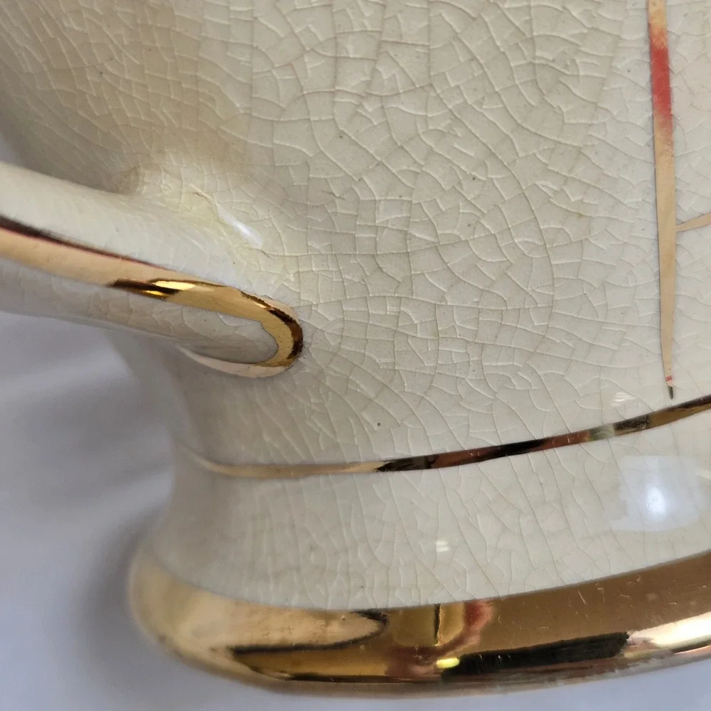 Price Bros Teapot Cream Gold Floral Design England 676 Vintage READ